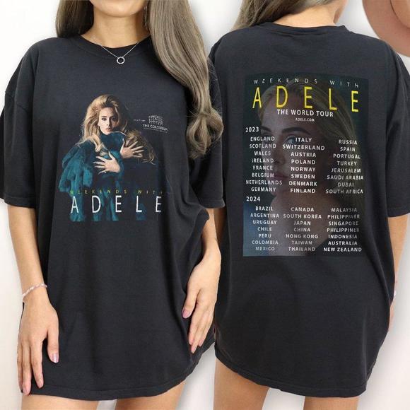 Adele Tour 2 Sided Shirt, Weekends With Adele Las Vegas Unisex Style Tee Shirt - Picture 1 of 4